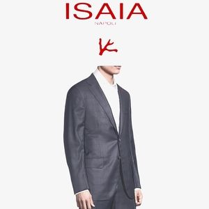 ISAIA Gregory Wool Super 150 Sportcoat Charcoal Gray Stripe Sz 50 or US/40R